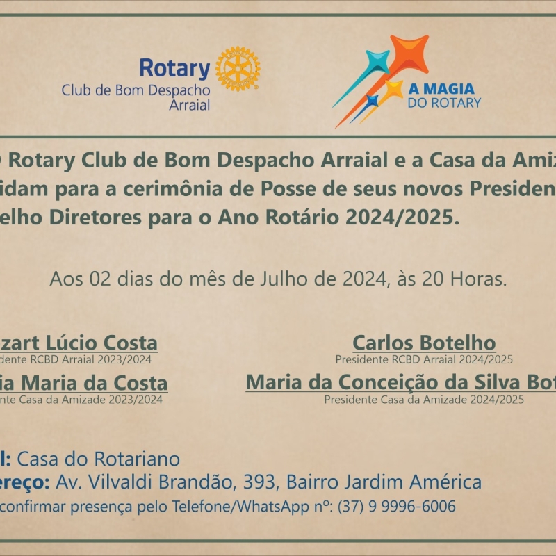 Posse de seus novos Presidentes e Conselho Diretor do Rotary